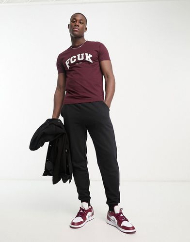 FCUK - T-shirt style universitaire à logo - Bordeaux/blanc - French Connection - Modalova