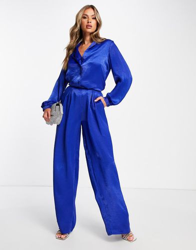 The Label - Pantalon large à taille haute en satin - de cobalt - First Distraction - Modalova