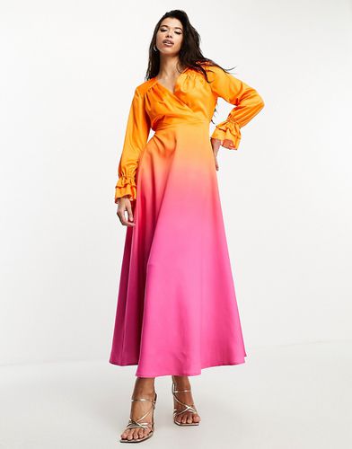 Robe longue à manches longues - Rose et orange dégradé - Flounce London - Modalova