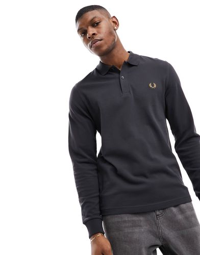 Polo uni à manches longues - Anthracite - Fred Perry - Modalova