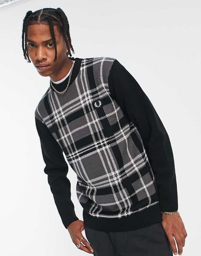 Pull avec empiècement à carreaux écossais - Fred Perry - Modalova