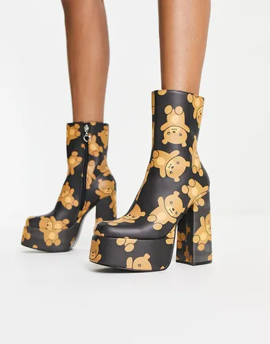 Koi - Teddy - Bottes à talon et plateforme avec imprimé ours en peluche - Koi Footwear - Modalova