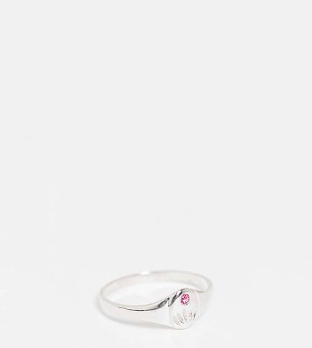 Bague avec pierre de naissance octobre en argent massif et cristal rose - Kingsley Ryan - Modalova