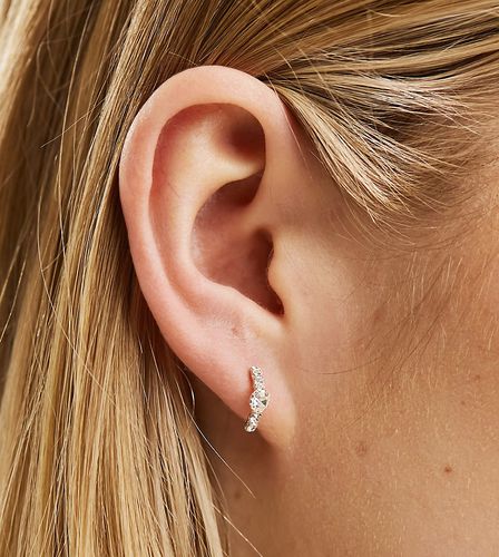 Boucles d'oreilles avec demi-créoles à cristaux en argent massif - Kingsley Ryan - Modalova