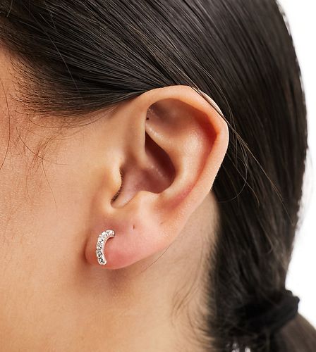 Boucles d'oreilles demi-créoles à cristaux en argent massif - Kingsley Ryan - Modalova