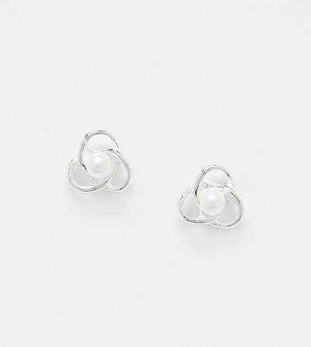 Boucles d'oreilles effet entrelacé en argent massif avec perle - Kingsley Ryan - Modalova