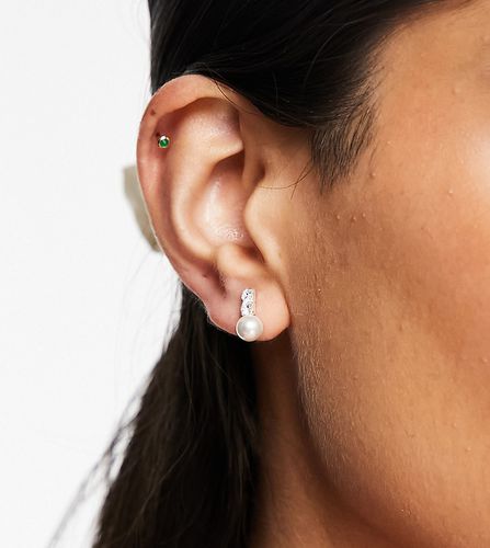 Boucles d'oreilles en argent massif ornées de deux perles - Kingsley Ryan - Modalova