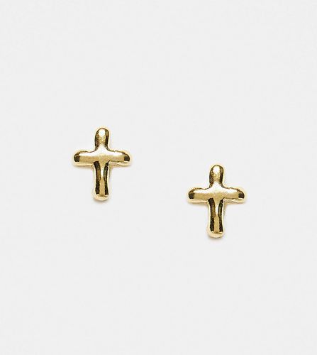 Boucles d'oreilles en plaqué or avec petite croix - Kingsley Ryan - Modalova