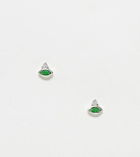 Boucles d'oreilles ronde en argent massif avec pierres gouttes d'eau - Émeraude - Kingsley Ryan - Modalova
