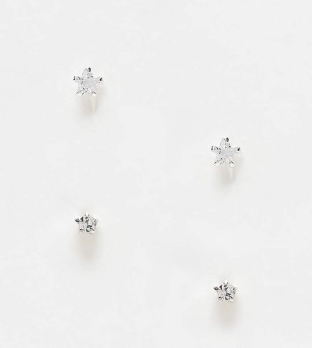 Lot de 2 paires de boucles d'oreilles étoiles en argent massif avec strass - Kingsley Ryan - Modalova