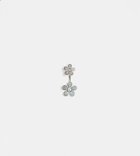 Piercing de ventre en argent massif avec deux fleurs à strass - Kingsley Ryan - Modalova