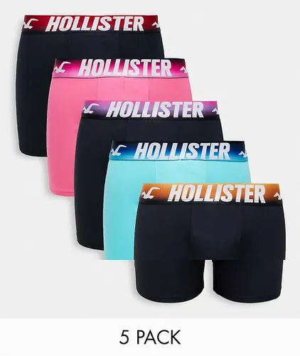 Lot de 5 boxers avec ceinture à motif et logo - Noir/rose/bleu - Hollister - Modalova