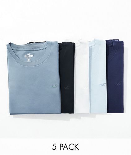 Lot de 5 t-shirts ras de cou - Tons bleus - Hollister - Modalova