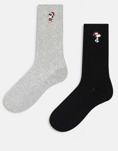 Lot de 2 paires de chaussettes fantaisie à logo Snoopy - Gris/ - Hollister - Modalova