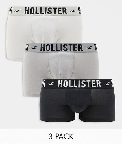 Lot de 3 boxers avec taille à logo contrastant - Gris et noir - Hollister - Modalova