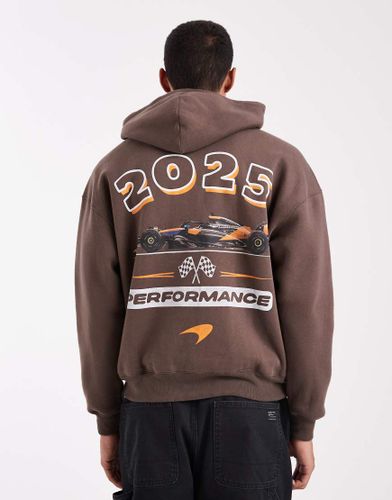 Sweat  capuche zipp coupe carre  motif F1 - Marron - Hollister - Modalova