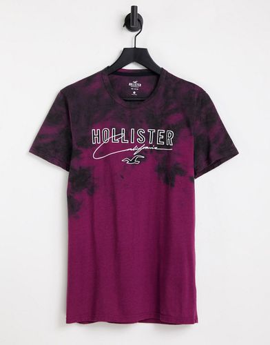 T-shirt délavé à l'acide avec gros logo devant - Bordeaux - Hollister - Modalova