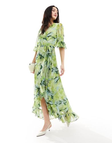 Robe portefeuille longue à imprimé fleuri et volants - Hope & Ivy - Modalova