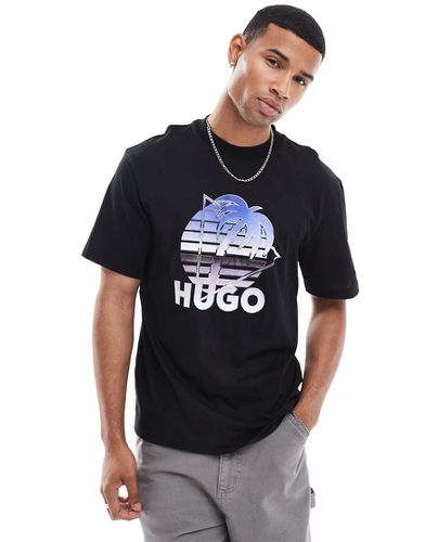 Nereo - T-shirt avec logo et imprimé palmier - Hugo Blue - Modalova