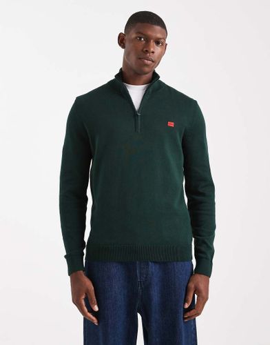 San Quintus - Pull en maille  col zipp et tiquette  logo - fonc - Hugo Red - Modalova