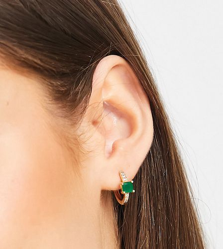 Boucles d'oreilles en plaqué or 18 carats avec zircon cubique vert et cristaux - Image Gang - Modalova