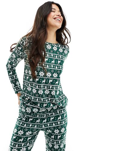 Pyjama de Noël avec top à manches longues et pantalon - jacquard - In The Style - Modalova