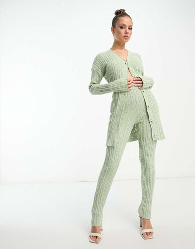 Pantalon d'ensemble évasé en maille - Sauge - In The Style - Modalova