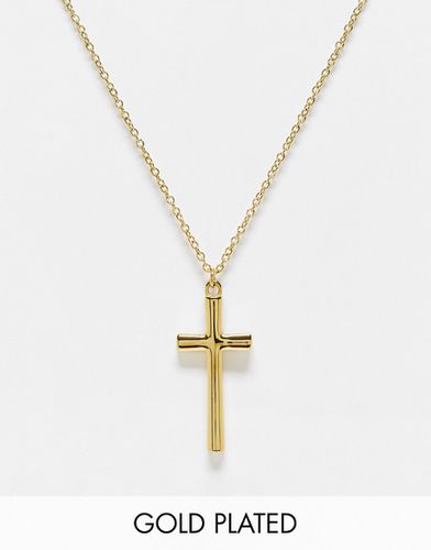 Collier avec croix en acier inoxydable plaqué or 14 carats - Icon Brand - Modalova