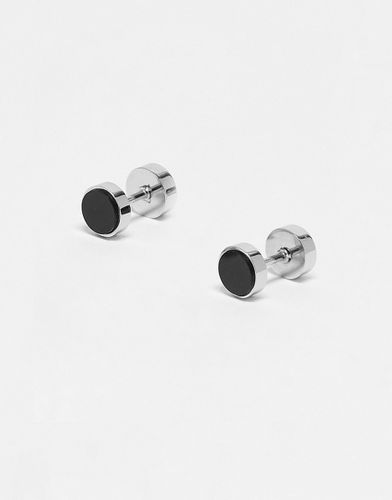 Clous d'oreilles 7 mm en acier inoxydable et onyx - /noir - Icon Brand - Modalova