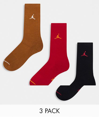 Everyday - Lot de 3 paires de chaussettes - Marron et rouge multicolore - Jordan - Modalova