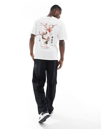 T-shirt oversize avec imprimé fleurs de cerisier au dos - Jack & Jones - Modalova