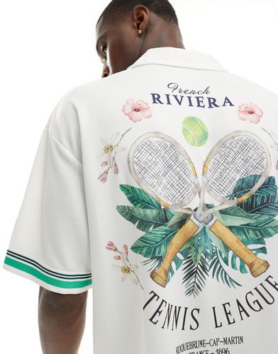T-shirt oversize d'ensemble en tulle à imprimé Riviera au dos - Jack & Jones - Modalova