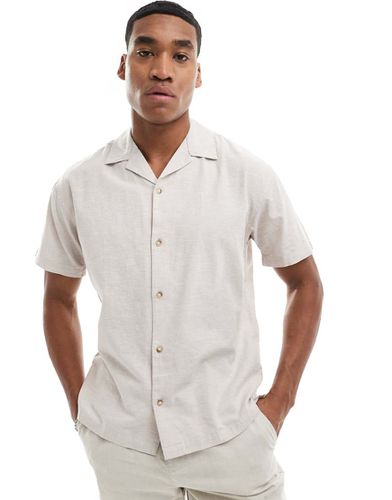 Chemise en lin avec col à revers - Beige - Jack & Jones - Modalova