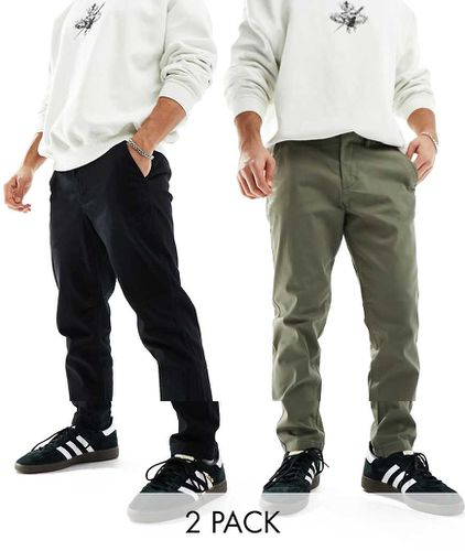 Intelligence - Lot de 2 pantalons chino ajustés slim - Olive chiné & noir - Jack & Jones - Modalova