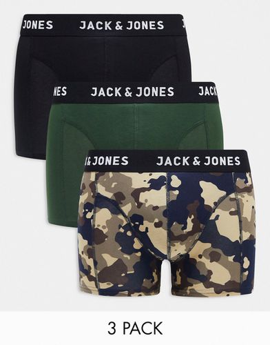 Lot de 3 boxers à imprimé camouflage - Noir, et camouflage - Jack & Jones - Modalova