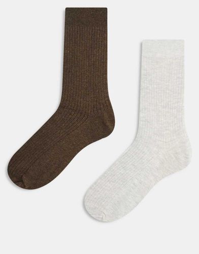 Lot de 2 paires de chaussettes de qualité supérieure - clair/marron - Jack & Jones - Modalova