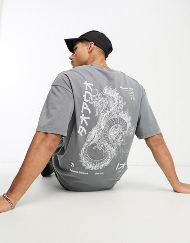 Originals - T-shirt oversize à imprimé dragon au dos - clair - Jack & Jones - Modalova