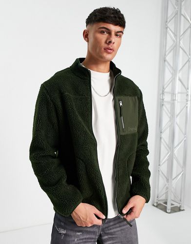 Originals - Veste zippée en imitation peau de mouton duveteuse - Kaki - Jack & Jones - Modalova