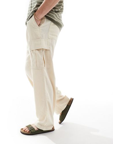 Pantalon ample style cargo en lin mélangé - Écru - Jack & Jones - Modalova