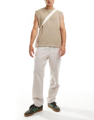 Pantalon chino ample et fuselé en lin - Beige - Jack & Jones - Modalova