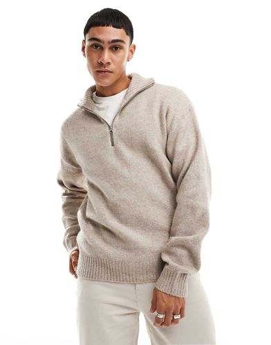 Pull oversize à col zippé - Beige - Jack & Jones - Modalova