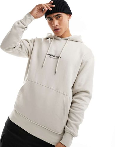 Sweat à capuche oversize avec imprimé logo Originals - Beige - Jack & Jones - Modalova