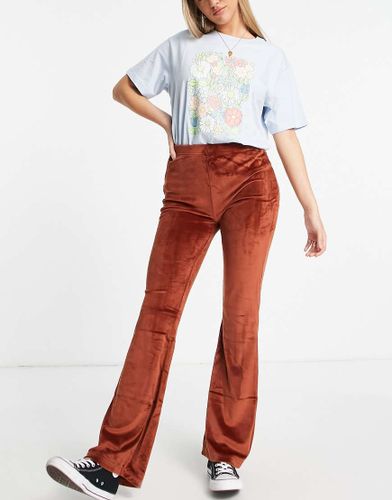 Pantalon évasé en jersey côtelé - Rouille - Jdy - Modalova