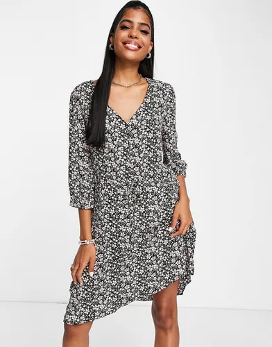 Pernille - Robe chemise courte à manches 3/4 - Imprimé fleurs - Jdy - Modalova