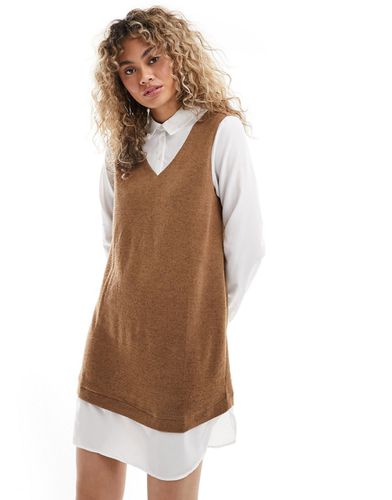 Robe pull 2 en 1 à détail chemise - Marron - Jdy - Modalova