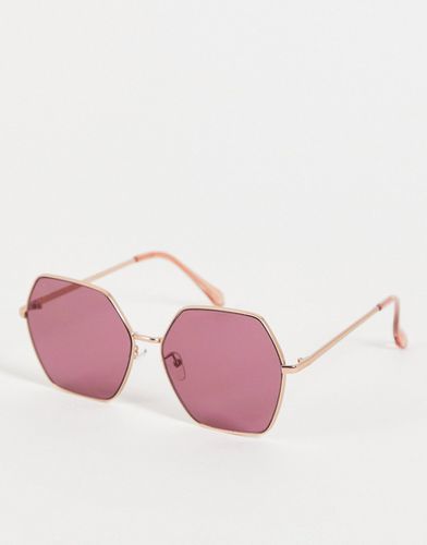 Lunettes de soleil hexagonales oversize avec verres blush - Doré - Jeepers Peepers - Modalova