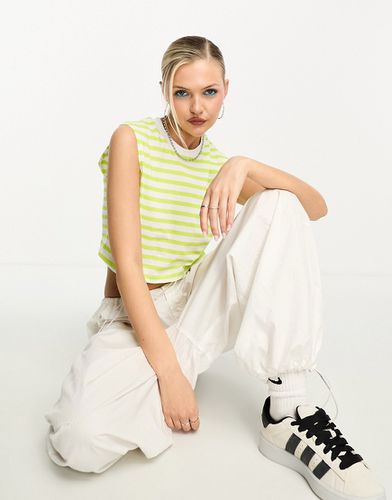 T-shirt crop top à rayures - Citron vert et blanc - Jjxx - Modalova