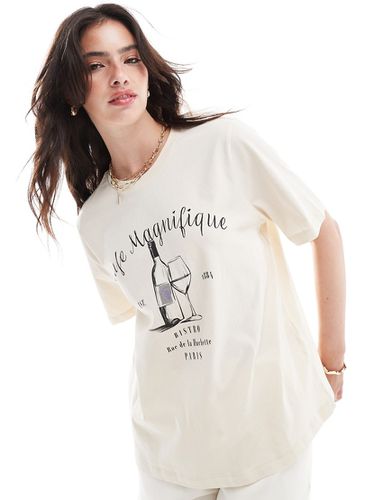 T-shirt coupe carrée à imprimé Cafe Magnifique - Beige - Only - Modalova