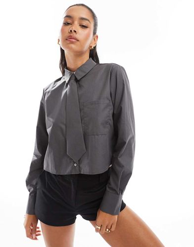 Chemise courte à manches courtes et cravate assortie - Anthracite - Only - Modalova