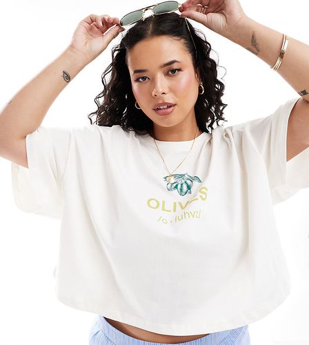 T-shirt crop top à imprimé Olives - Only Curve - Modalova